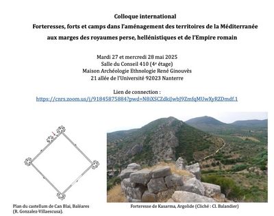Partecipazione alla conferenza internazionale “Forteresses, forts et camps dans l’aménagement des territoires. De la Méditerranée aux marges des royaumes perse, hellénistiques et de l’Empire romain”